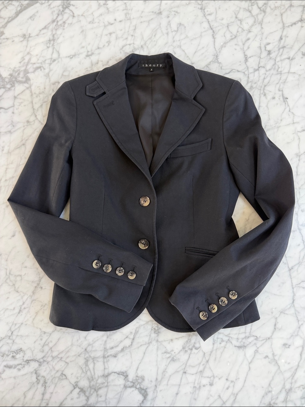 Women’s Theory Blazer Sz 2 Black Two Button